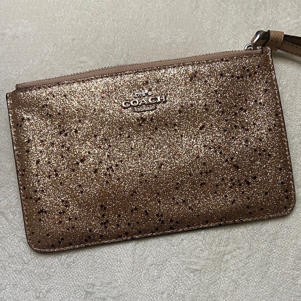 NYE Coach Sparkle Gold Wristlet
